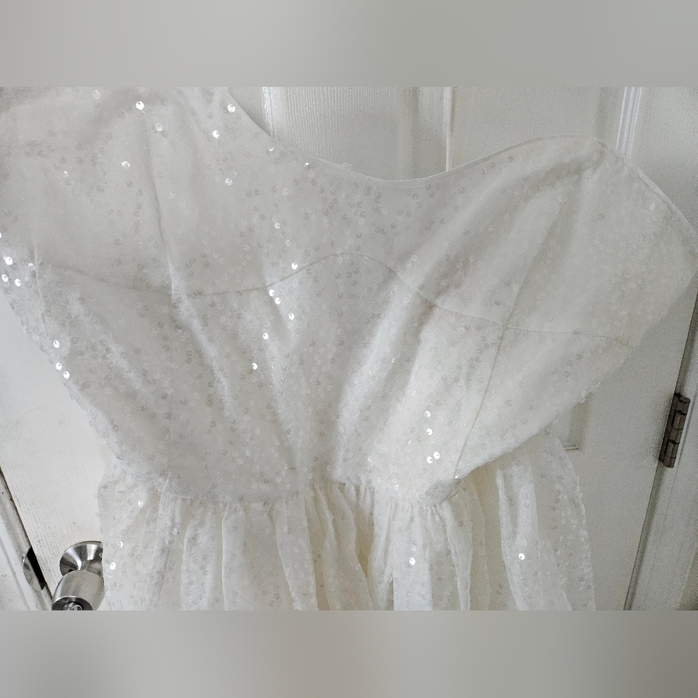 NWT Selkie Strapless White Sequin Dress (Frosted Degas Dress) - Picture 8 of 13